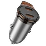 Φορτιστής Αυτοκινήτου Hoco NZ16B 2x USB-C PD 45W QC3.0 – Metal Gray - Image 5