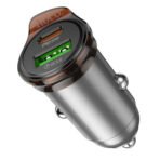 Φορτιστής Αυτοκινήτου με Καλώδιο Lightning HOCO NZ16A, 43W, 3A, 1 x USB-A - 1 x USB-C, Γκρι - Image 3