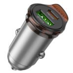 Φορτιστής Αυτοκινήτου με Καλώδιο Lightning HOCO NZ16A, 43W, 3A, 1 x USB-A - 1 x USB-C, Γκρι