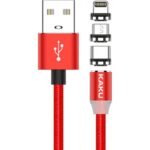 Καλώδιο Kakusiga Braided / Magnetic USB to Lightning / Type-C / micro USB Cable Red 1m (KSC-320)